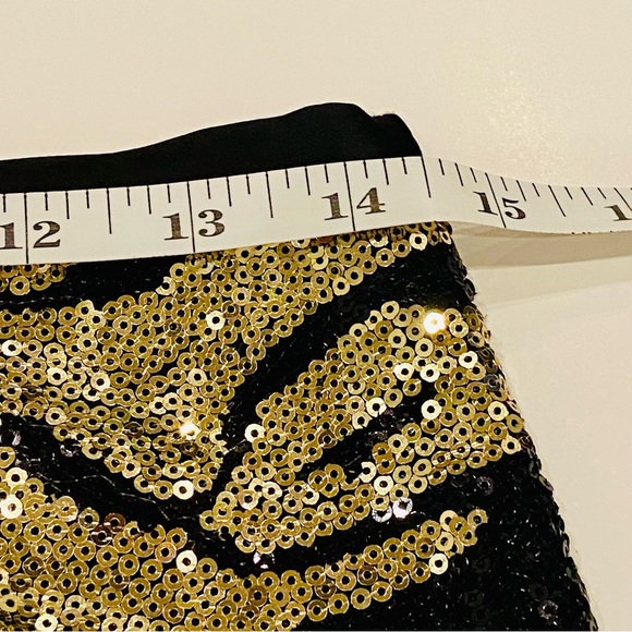 BLACK COLLECTION Mini Skirt Black Gold Tiger Print Celebrity Luxury Style - Picture 10 of 14